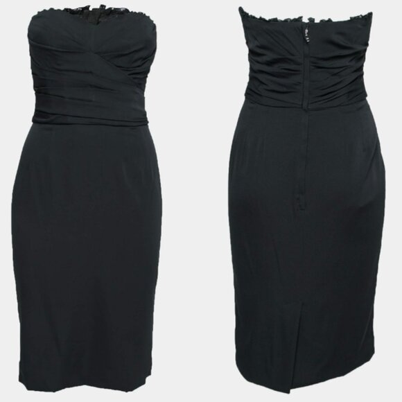 Dolce & Gabbana Dresses & Skirts - Dolce & Gabbana Strapless Black Lace Silk Bustier Dress 38 2